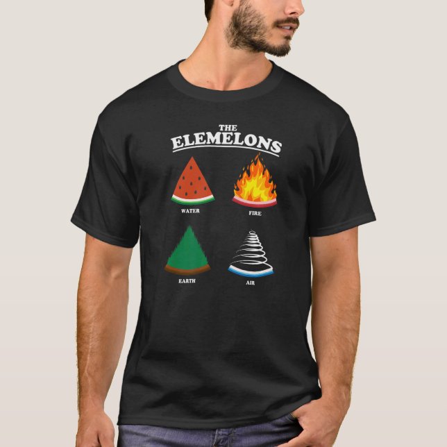 Camiseta Elemelons Watermelon Air Earth Fire Punny Foo (Frente)