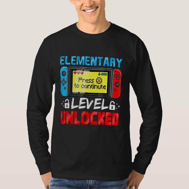 Camiseta Elementary Level Unlocked Gamer First Day Of Schoo (Frente)