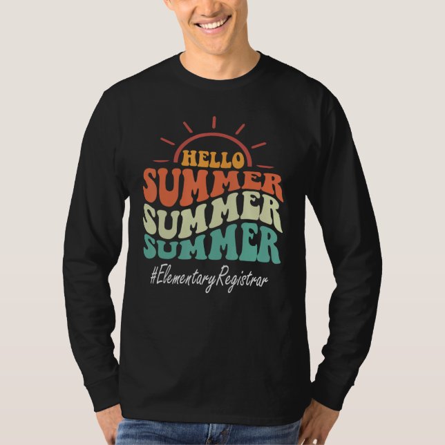 Camiseta Elementary Registrar Groovy Last Day Of School Hel (Frente)