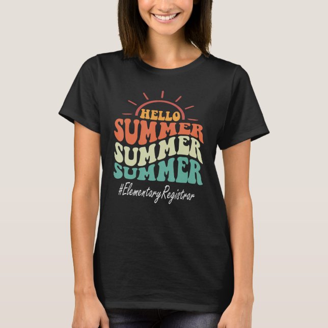 Camiseta Elementary Registrar Groovy Last Day Of School Hel (Frente)