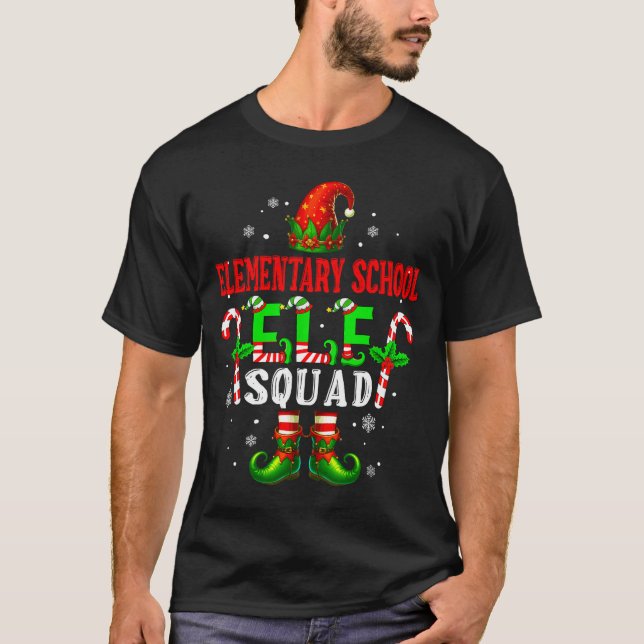 Camiseta Elementary School Elf Squad Xmas Elf Hat Scute Ss  (Frente)
