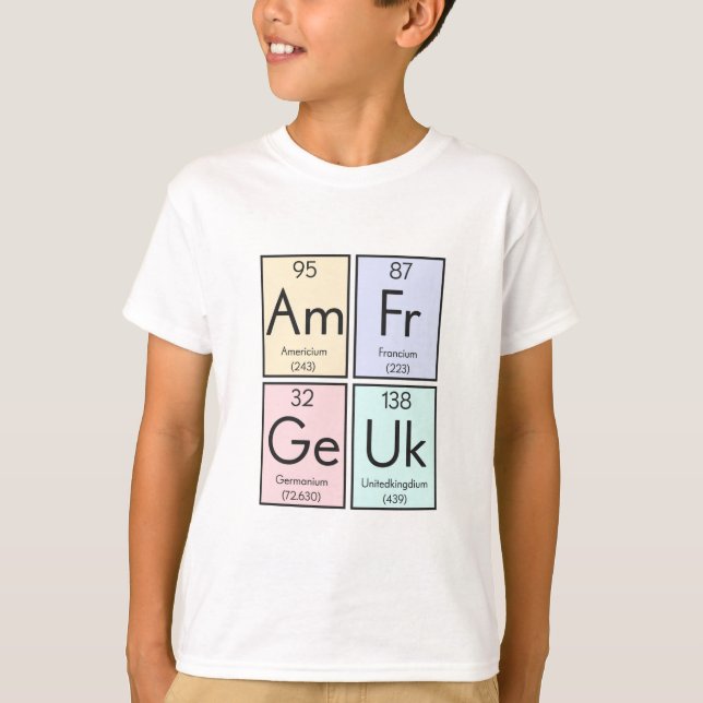 Camiseta Elemento Britânico Humor Mesa Periódico (Frente)
