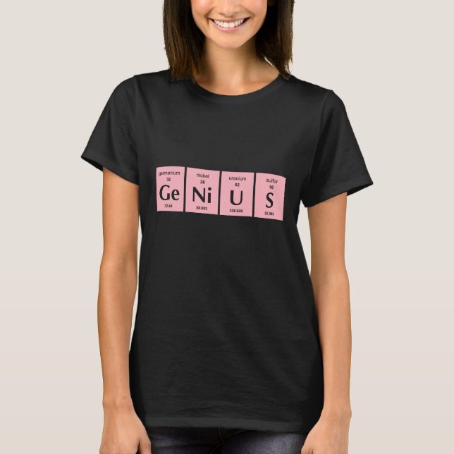 Camiseta Elemento cor-de-rosa da química de Liht do gênio (Frente)