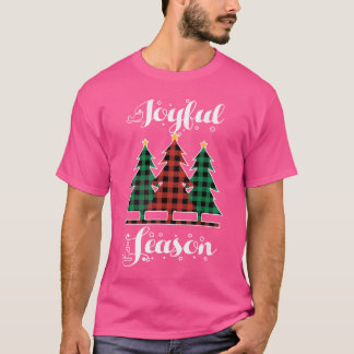 Camiseta Elemento de Natal Joyful Season Xadrez Natal b