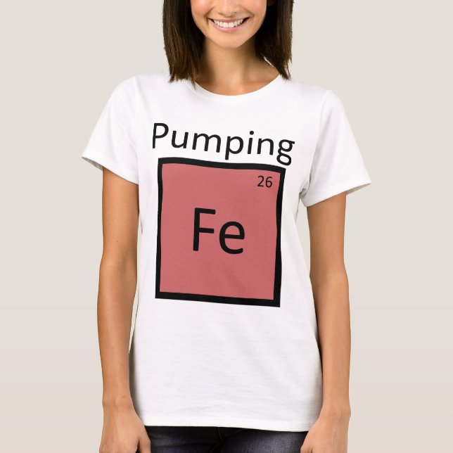 Camiseta Elemento de Química de Mesas Periódica de Ferro (Frente)