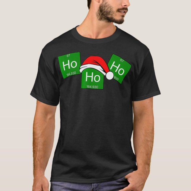 Camiseta Elemento de Química HoHo Holmo Elemento de Natal (Frente)