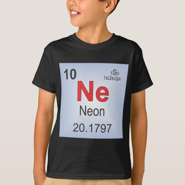 Camiseta Elemento individual de néon da mesa periódica (Frente)
