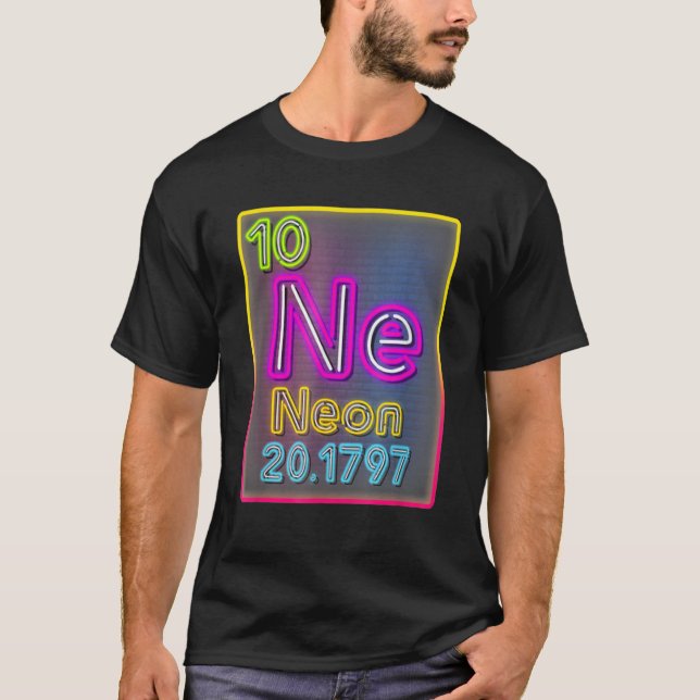 Camiseta Elemento Neon Da Química Mesa Periódica Para S (Frente)