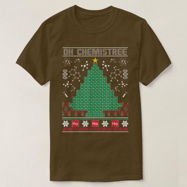 Camiseta Elemento Químico Quimistree Suor de Natal Feio (Frente do Design)