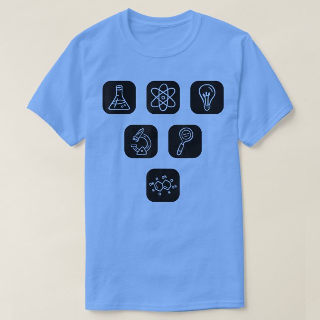 Camiseta Elementos Científicos Itens Professores Estudantes (Frente do Design)