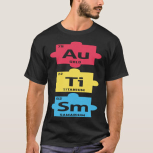 Camiseta Elementos da Tabela Periódica Puzzle Colorido Auti