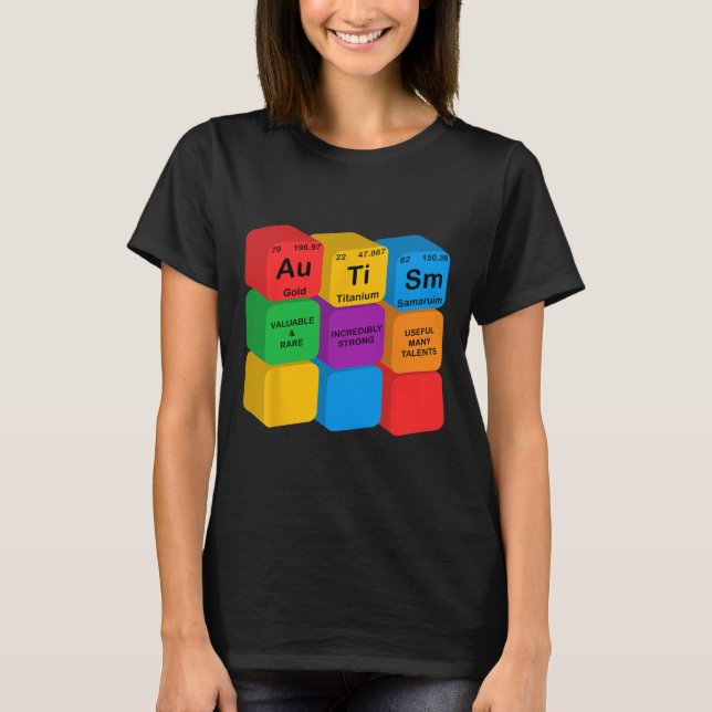 Camiseta Elementos de consciência curiosos Autismo Mesa per (Frente)