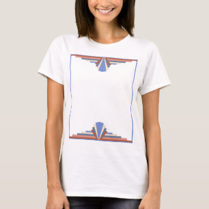 Camiseta Elementos de decoração de arte em ouro e azul ro