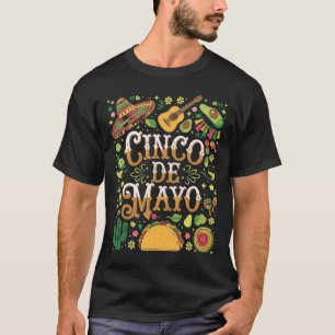 Camiseta Elementos de Festa Divertidos do Cinco De Mayo
