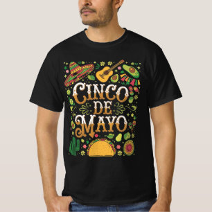 Camiseta Elementos de Festa Divertidos do Cinco De Mayo