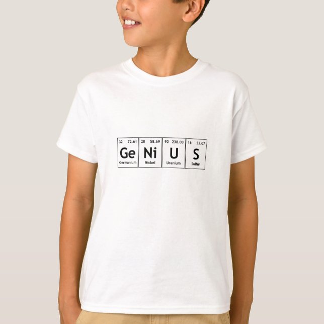 Camiseta Elementos de palavras da mesa periódica da química (Frente)