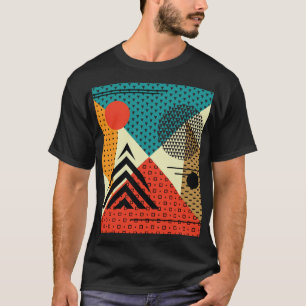 Camiseta Elementos Geométricos Trendy, Estilo Retroativo.