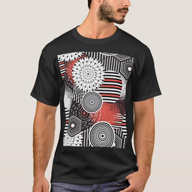 Camiseta Elementos Gráficos de Ilustração de Abstrato de Vi (Frente)