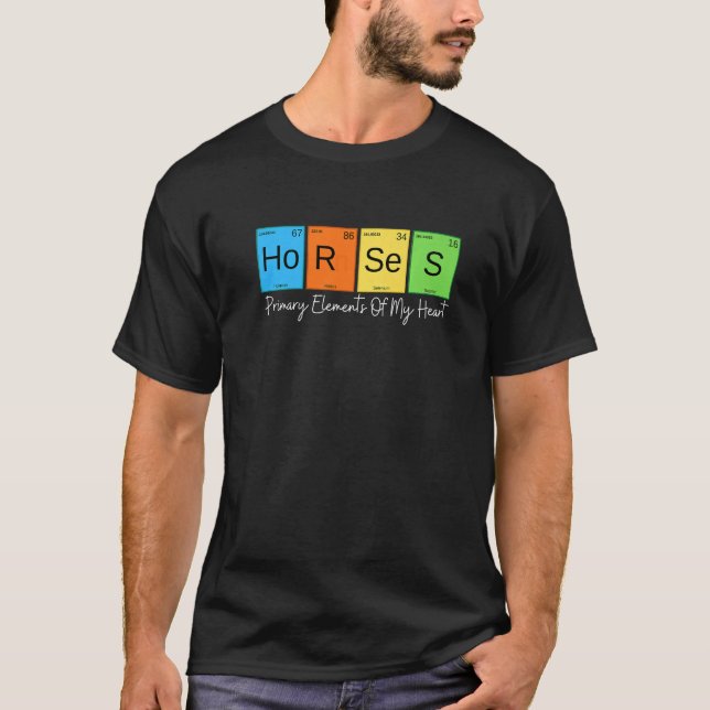 Camiseta Elementos Primários De Cavalos Do Meu Coração Hors (Frente)