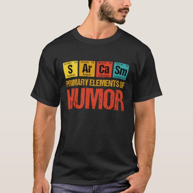 Camiseta Elementos Primários do Humor do Sarcasm (Frente)