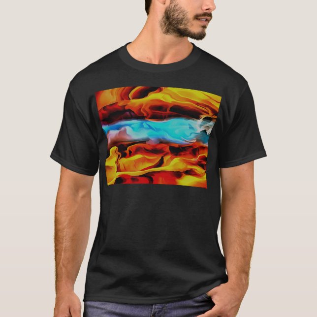Camiseta Elementos Quentes E Frio Abstrato De Pó Acrílico (Frente)