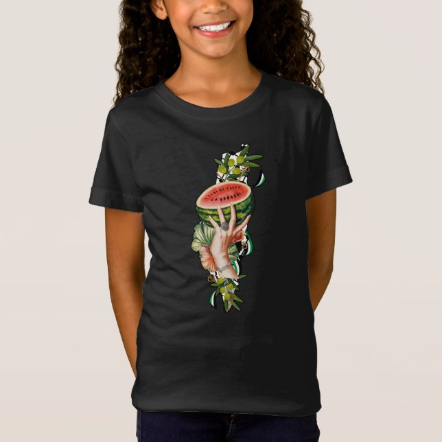 Camiseta Elementos tradicionais da Palestina no mapa palest (Frente)