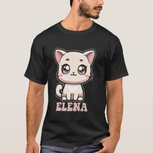 Camiseta Elena Desenho de Gatinho Fofo para Meninas Nome El