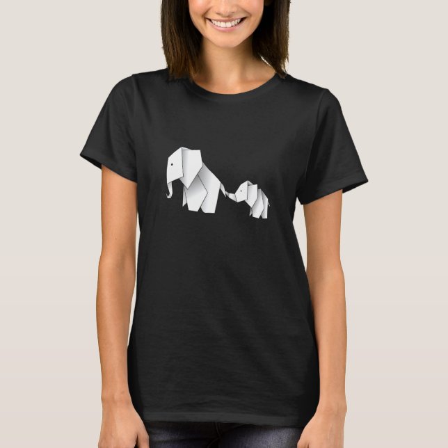 Camiseta Elephan Cute Origami Elephant and Baby Elephant (Frente)