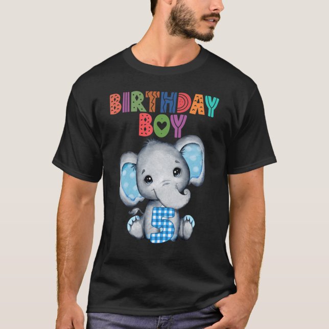 Camiseta Elephant 5th Birthday Boy 5 Years Old Themed Eleph (Frente)