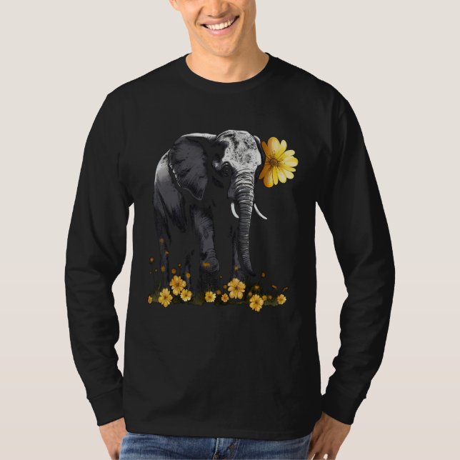 Camiseta Elephant Animal Africa Flowers Elephant (Frente)