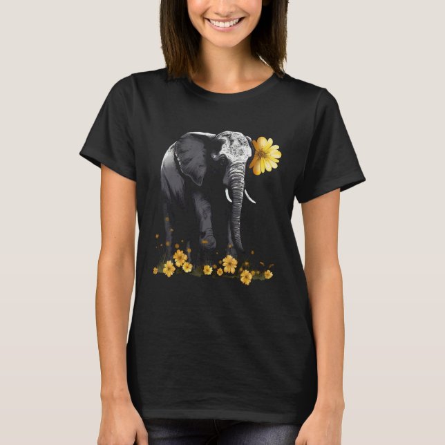 Camiseta Elephant Animal Africa Flowers Elephant (Frente)