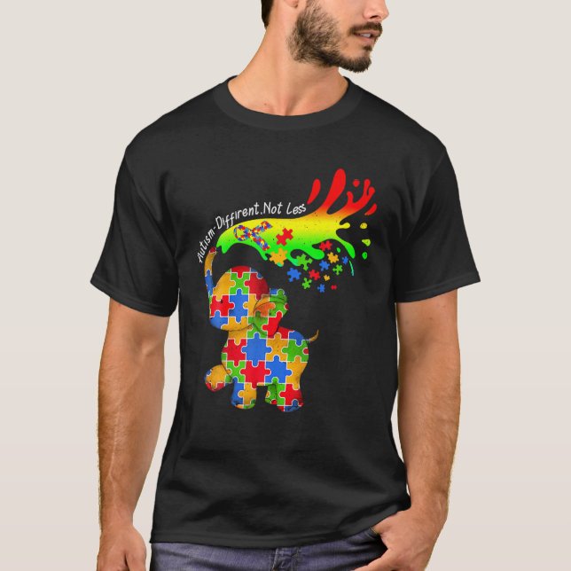 Camiseta Elephant Autism Different Not Less Be Kind Puzzle (Frente)
