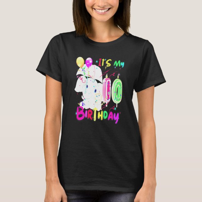 Camiseta Elephant Birthday It's My 10th Birthday Girls Elep (Frente)