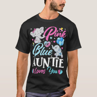 Camiseta Elephant Blue Pink Auntie Loves You Pregnancy Reve