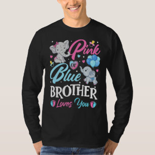 Camiseta Elephant Blue Pink Brother ama você Gravidez Rev