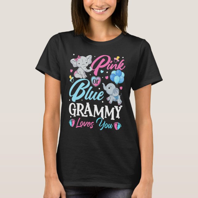 Camiseta Elephant Blue Pink Grammy ama você Gravidez Reve (Frente)