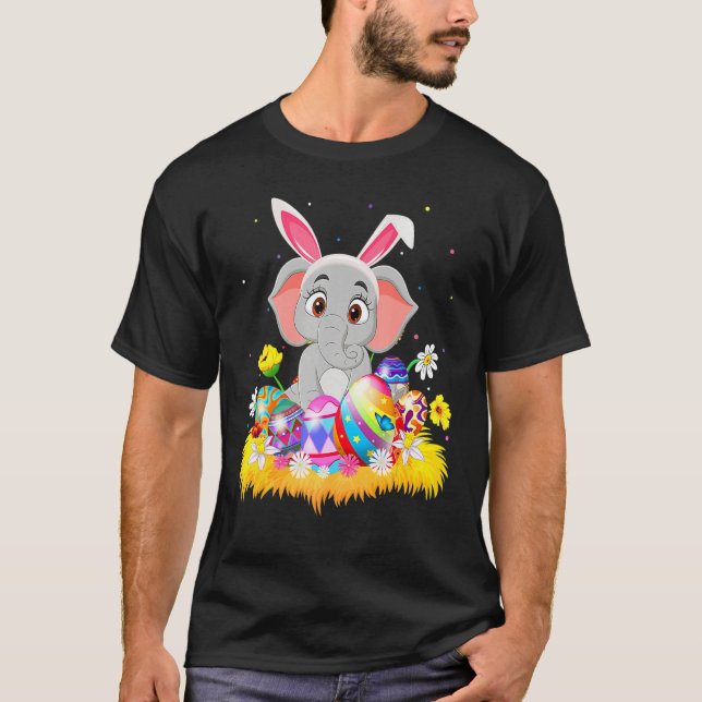Camiseta Elephant Bunny Easter Egg  Funny Elephant Easter S (Frente)