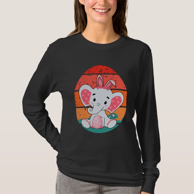 Camiseta Elephant Bunny Happy Easter Eggs Retro Men Women K (Frente)