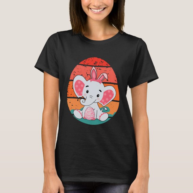 Camiseta Elephant Bunny Happy Easter Eggs Retro Men Women K (Frente)