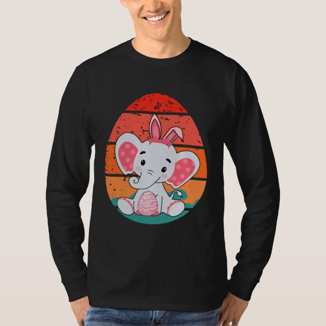 Camiseta Elephant Bunny Happy Easter Eggs Retro Men Women K (Frente)