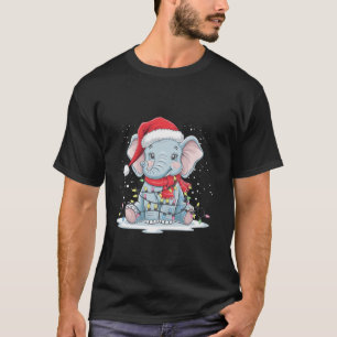 Camiseta Elephant Christmas Tree Lights Elephant Lover Cute