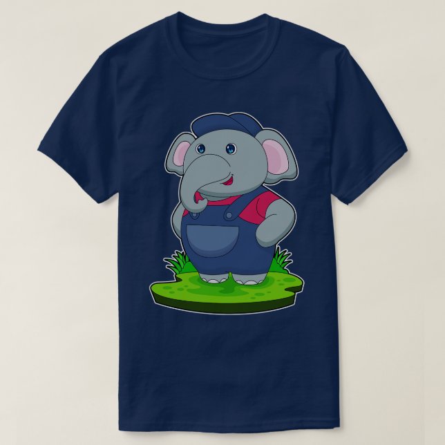 Camiseta Elephant Craftsman Overalls (Frente do Design)