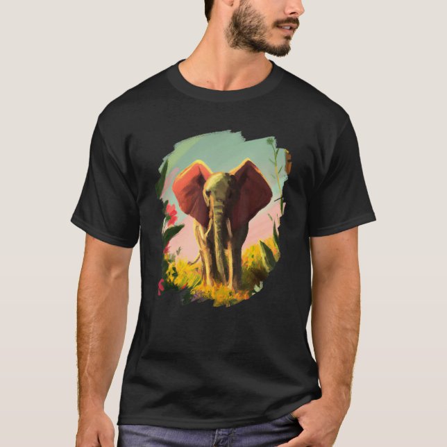 Camiseta Elephant Flowers Cute Painting Flower Elephant 4 (Frente)