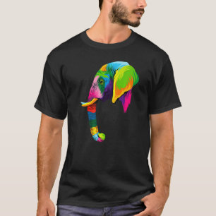 Camiseta Elephant Head Colorir Animais De Arte Aquecidos Do