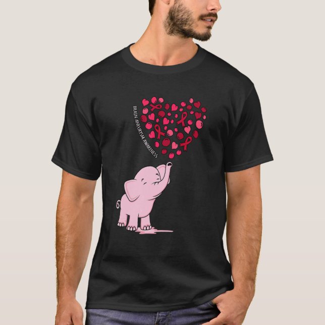 Camiseta Elephant Heart Ribbon Brain Aneurysm Sensibilizaçã (Frente)