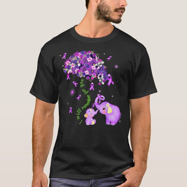 Camiseta Elephant I Will Remember For You Sunflower Alzheim (Frente)