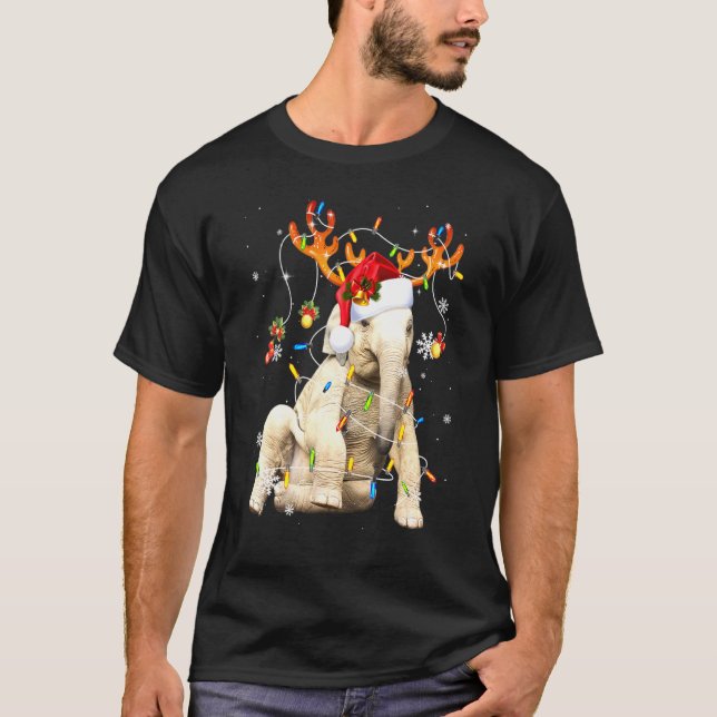 Camiseta Elephant Lights Santa Hat Sweater Tree Cristo (Frente)
