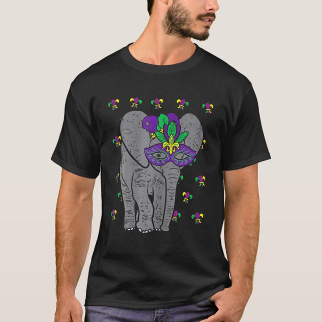 Camiseta Elephant Mardi Gras Mask Cute Carnival Nola Men Wo (Frente)