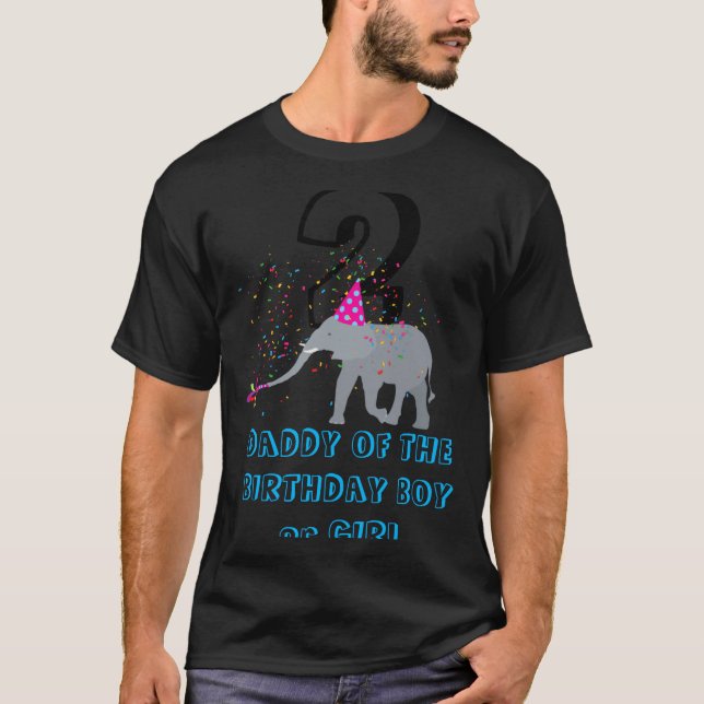 Camiseta Elephant Partying Animal Birthday Daddy Girl Boy T (Frente)