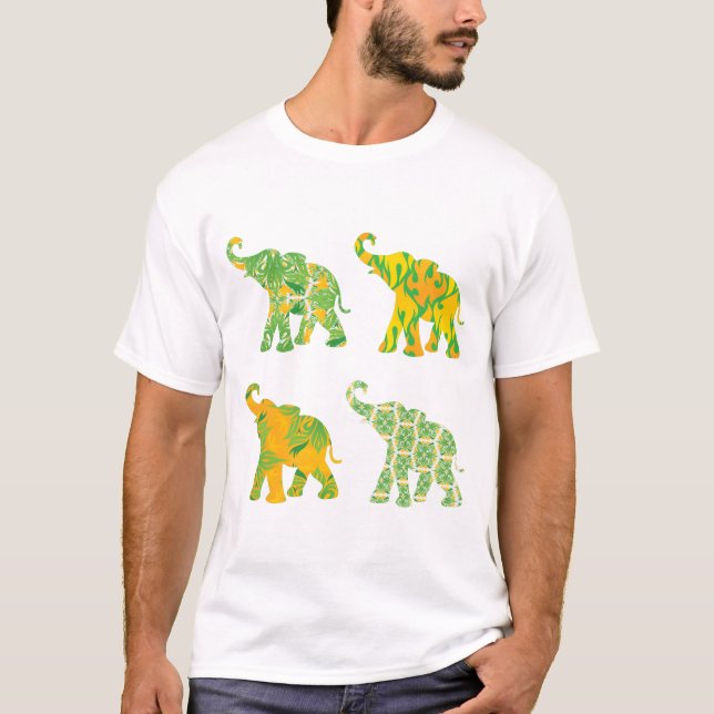 Camiseta Elephant Pattern Art Impressão Unique Modern (Frente)